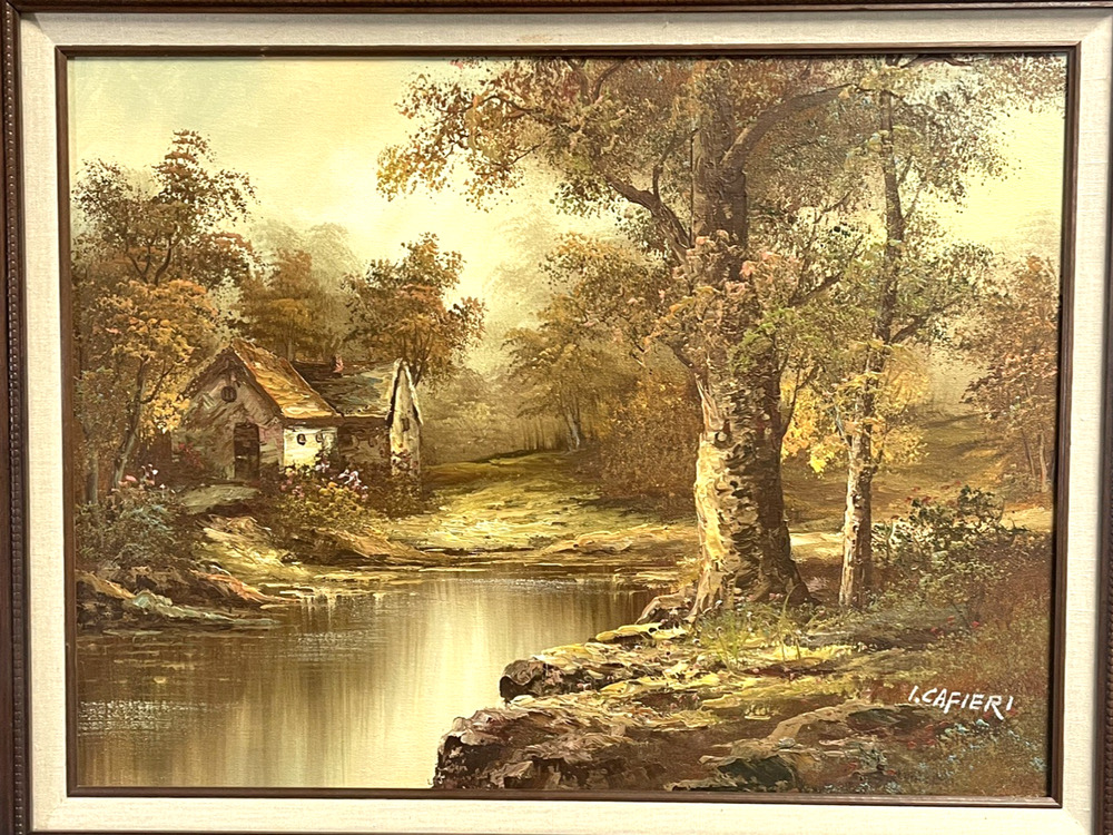 Irene Cafieri Oil Painting Cottage Landscape Impasto 24x18 Framed